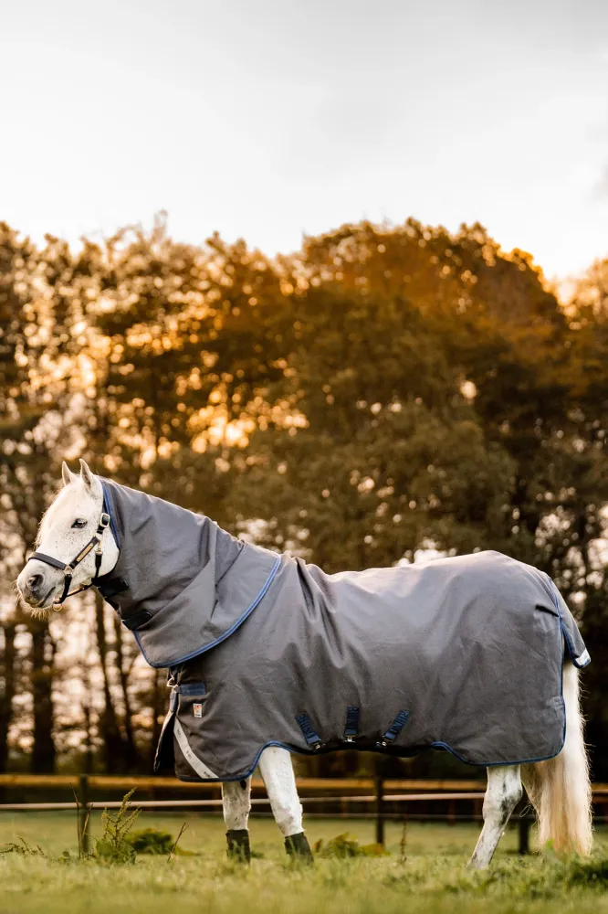 Rhino Hexstop Plus Vari-Layer Turnout Rug, 250g Grey/ Indigo Dark blauw 160