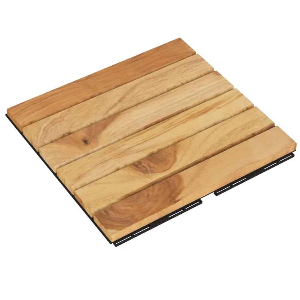Terrastegels 10 st 30x30 cm massief teakhout verticaal patroon