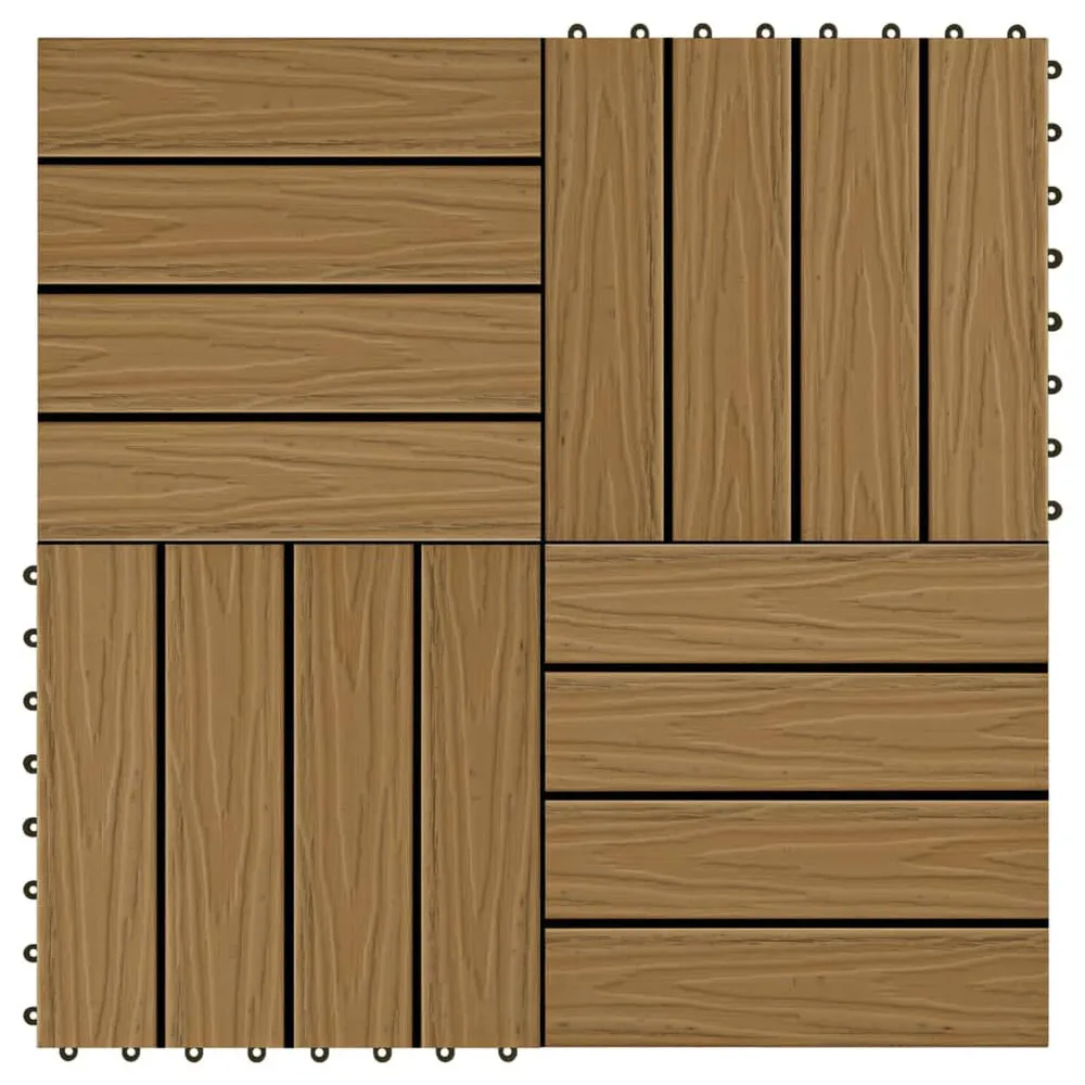 Terrastegels diep reliëf 30x30 cm 1 m² HKC teakkleur 11 st