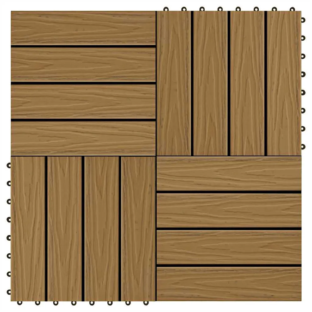 Terrastegels diep reliëf 30x30 cm 1 m² HKC teakkleur 11 st