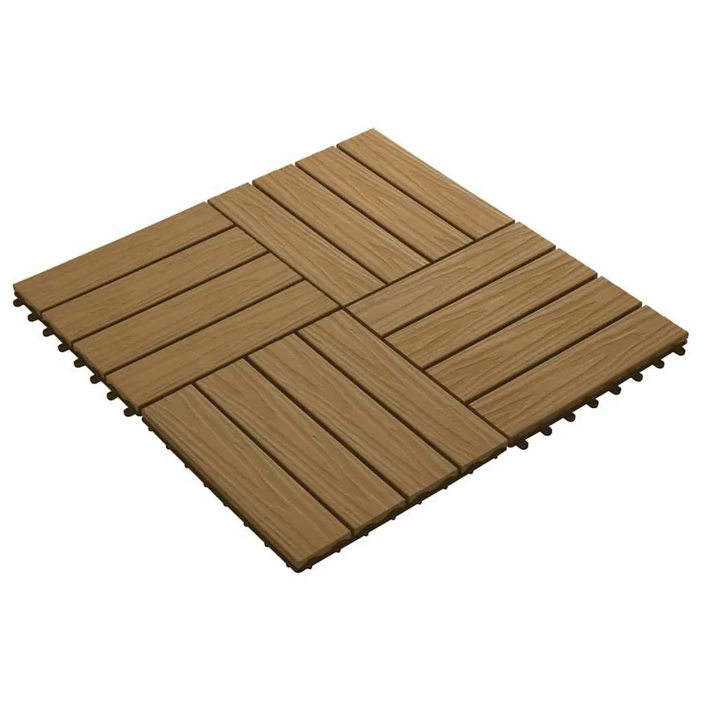 Terrastegels diep reliëf 30x30 cm 1 m² HKC teakkleur 11 st