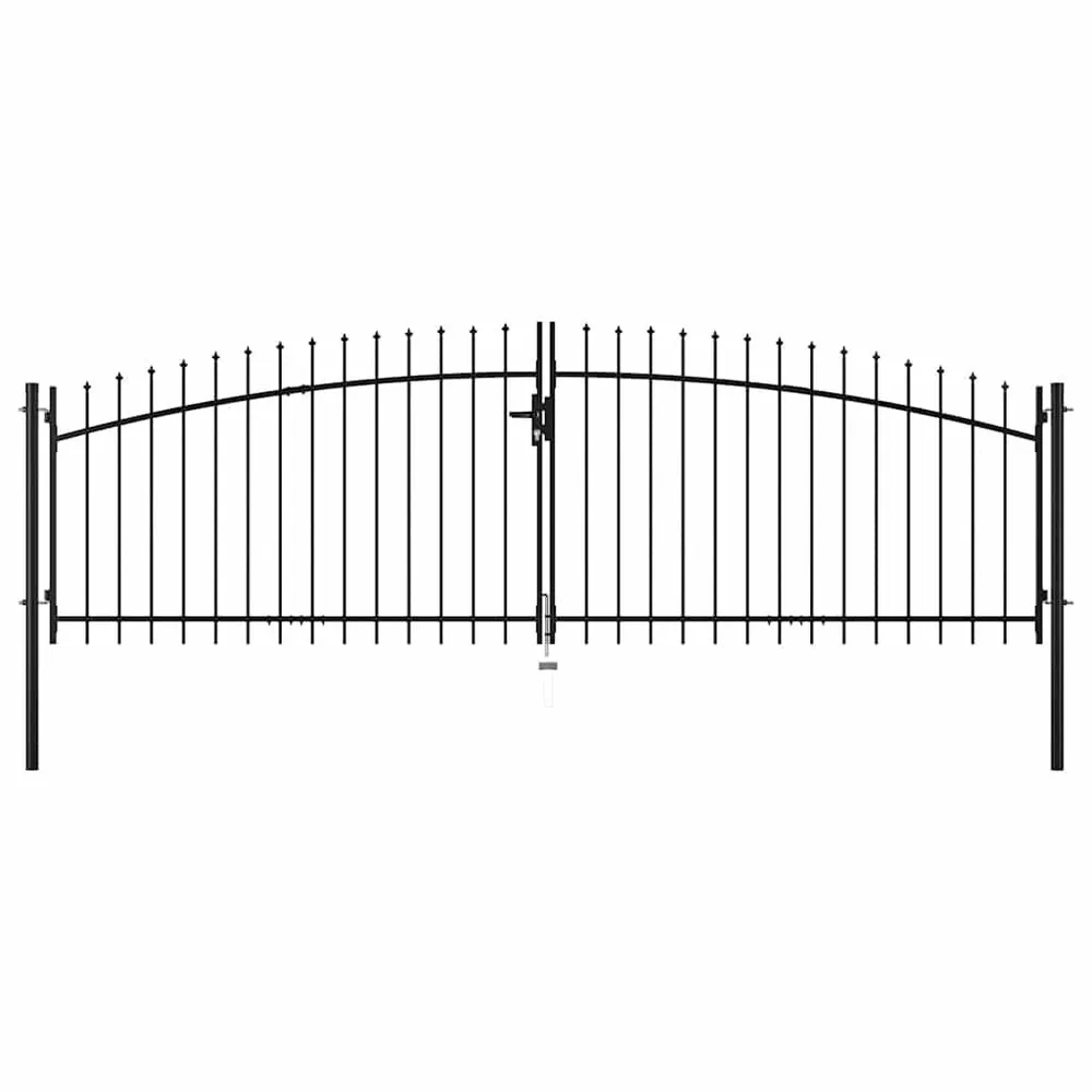 Hekpoort dubbele deur met speren bovenkant 400x175 cm