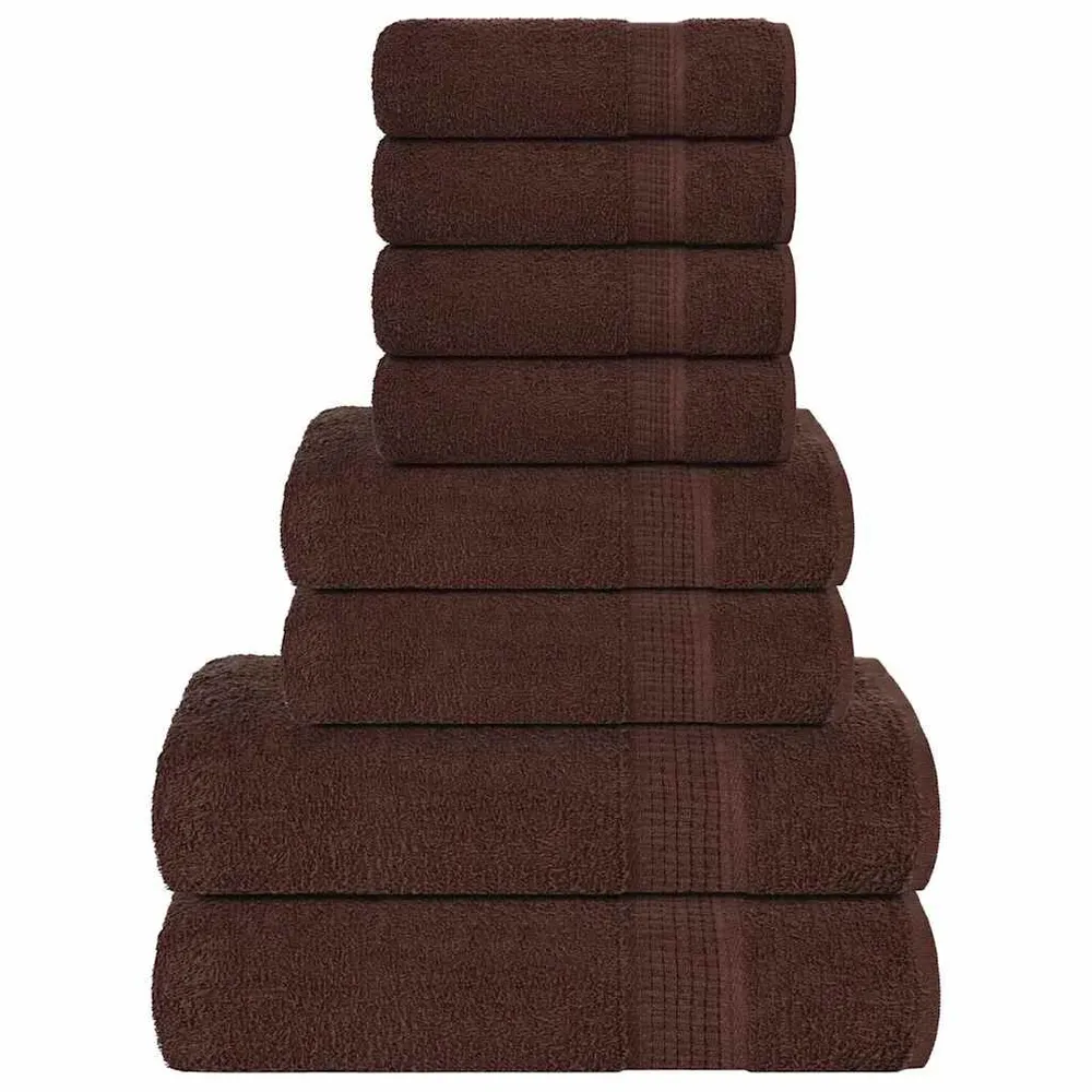 8-delige Handdoekenset 360 g/m² 100% katoen bruin