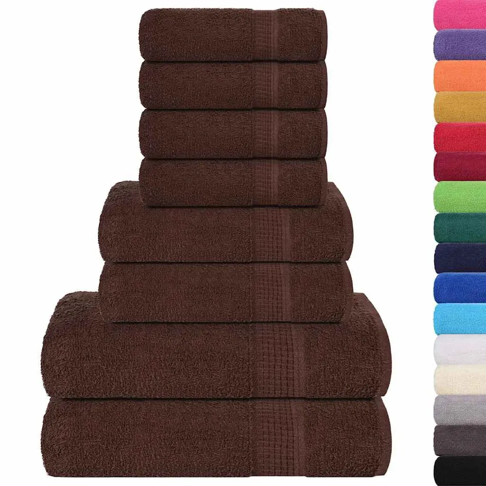 8-delige Handdoekenset 360 g/m² 100% katoen bruin
