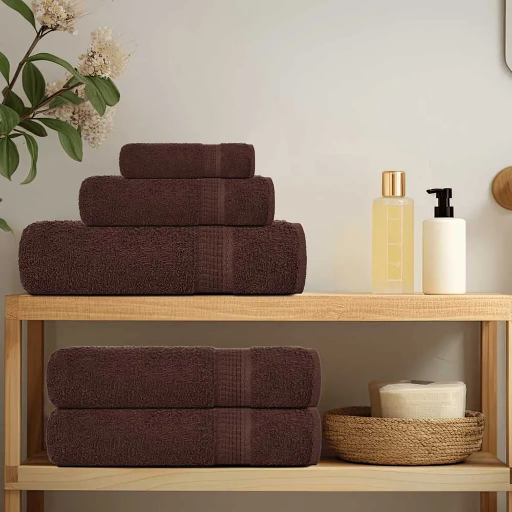 8-delige Handdoekenset 360 g/m² 100% katoen bruin
