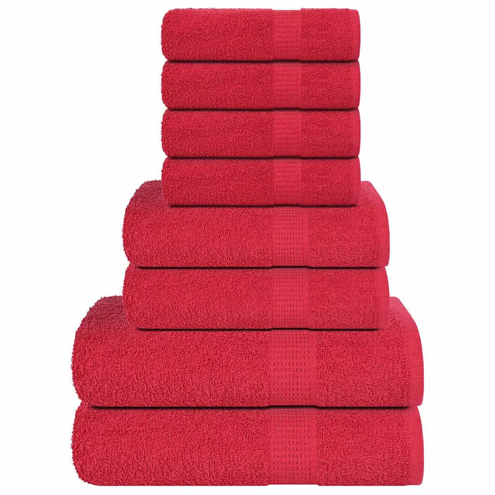 8-delige Handdoekenset 360 g/m² 100% katoen rood