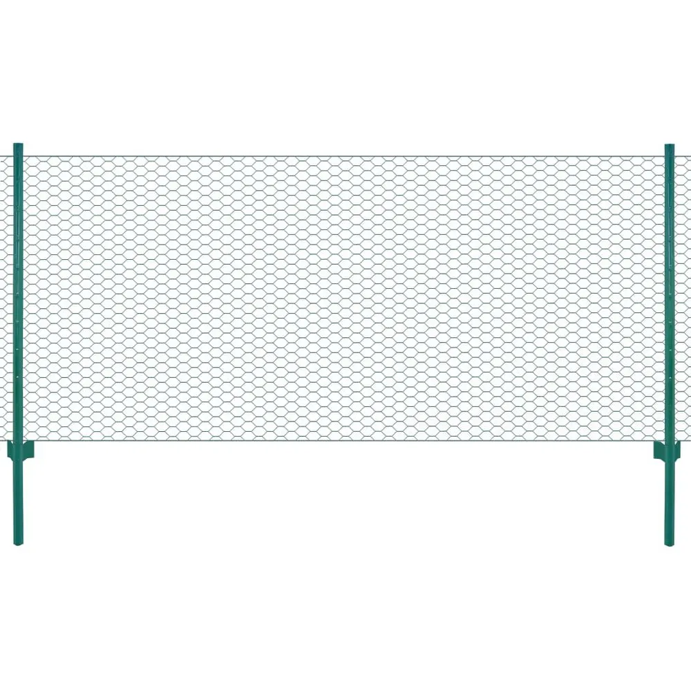 Draadgaashek met palen 25x0,5 m staal groen
