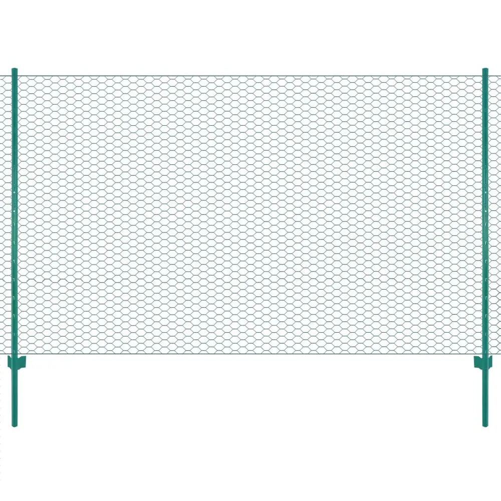 Draadgaashek met palen 25x2 m staal groen