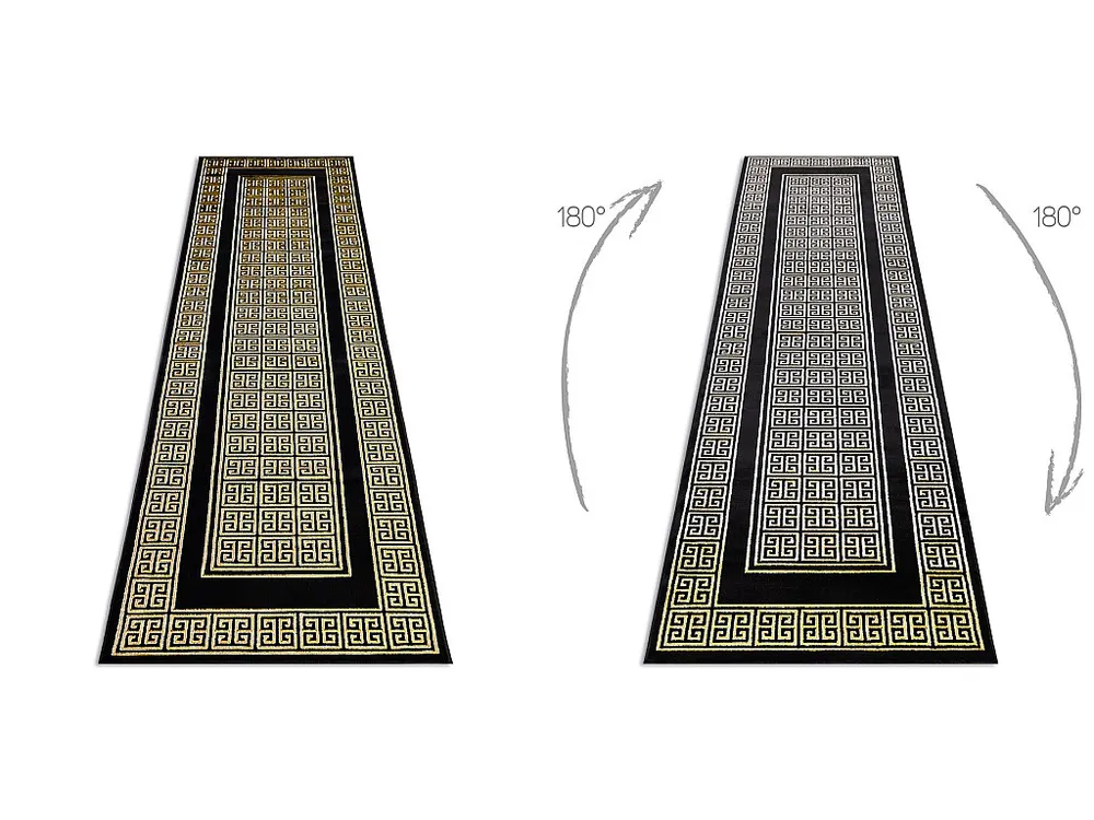 Tapijt, Chodnik GLOSS contemporain 6776 86 stylowy, frame, grecki zwart / go 80x250 cm