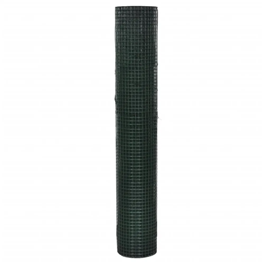 Kippengaas 10x1 m gegalvaniseerd staal met PVC-coating groen
