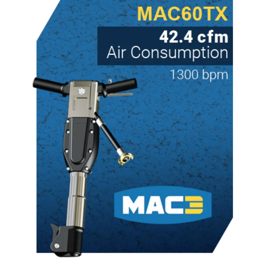 MAC3 MAC 60TX Pneumatic Paving Breaker 1.125" Hex - Vibration-Reduction Handles