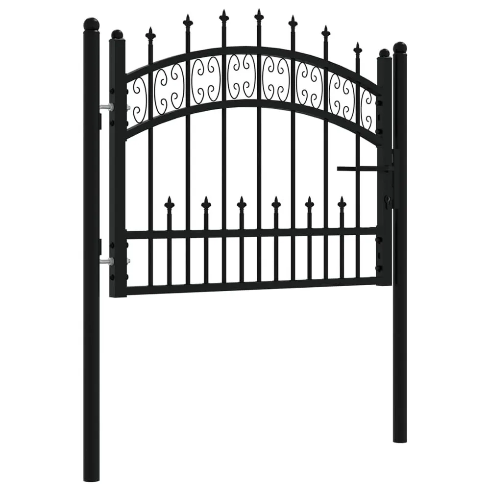 Poort met spijlpunten 103x120 cm gepoedercoat staal zwart