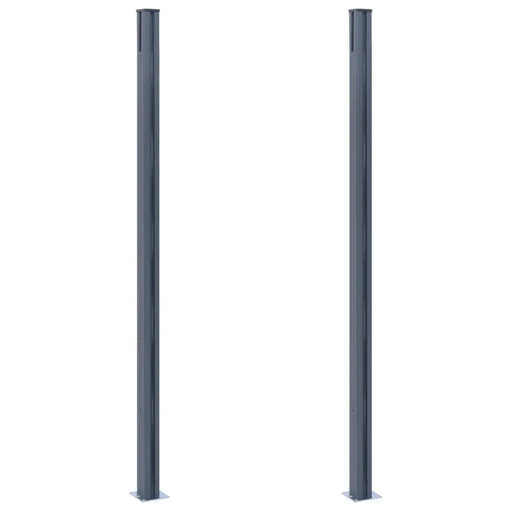 Schuttingpalen 2 st 185 cm aluminium donkergrijs