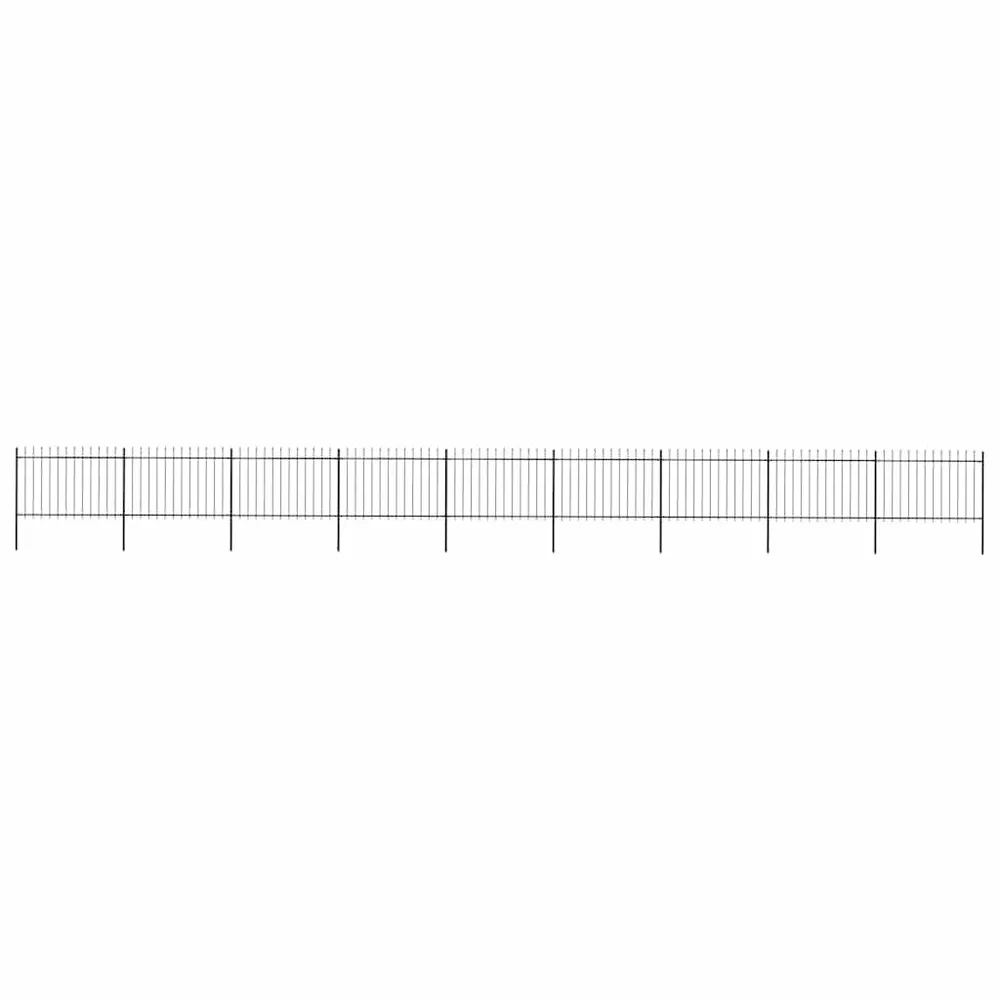 Tuinhek met speren bovenkant 15,3x1,2 m staal zwart