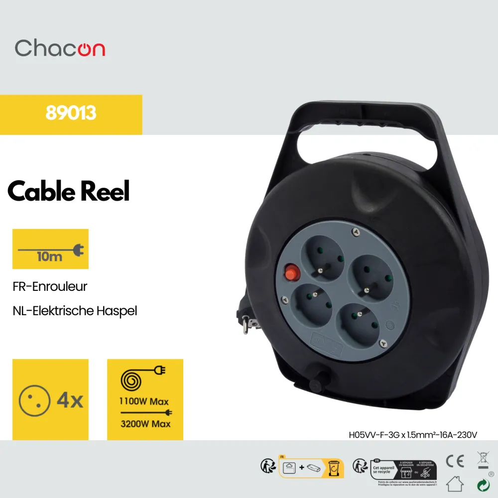 Home reel, 4 sockets, 10 m | Inclusief Draagtas