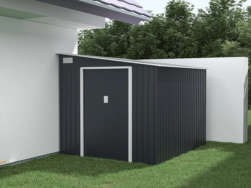 Professionele Nauwkeurige Grijs metalen tuinhuisje van gegalvaniseerd antracietkleurig staal 4,97 m² DAUSTIN