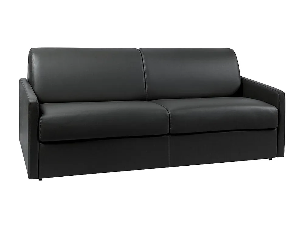 Vierzits express bedbank 14 cm Kunstleer Zwart CALIFE - Met Inklapbaar Blad