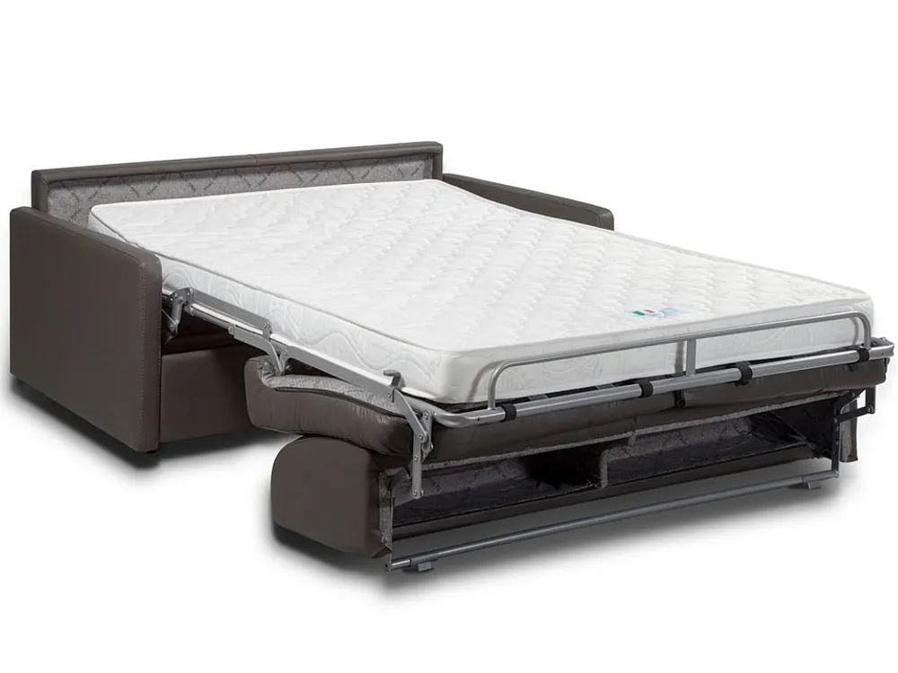 Vierzits express bedbank 14 cm Kunstleer Zwart CALIFE - Met Inklapbaar Blad