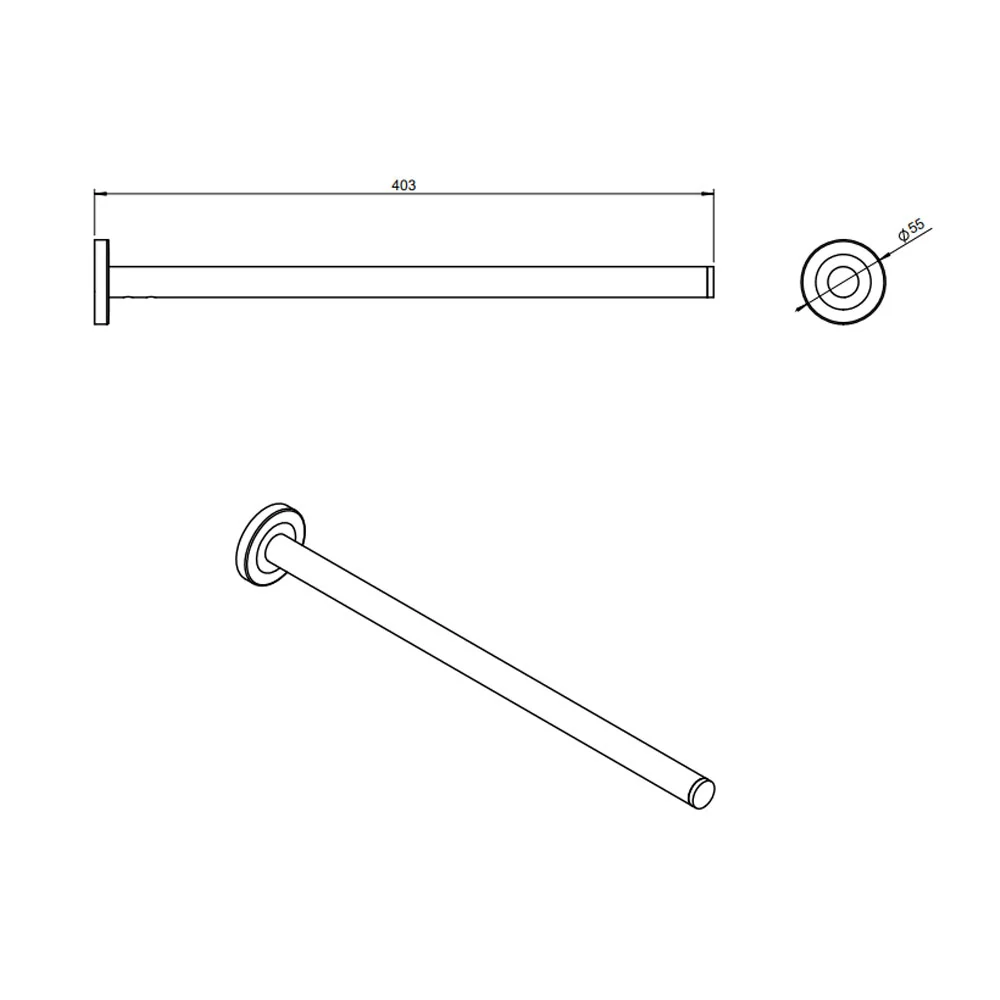Wall-mounted towel holder painted brass from 'Architect s+' collection Cosmic cm 5.5x40.5x5.5 - Satijn black