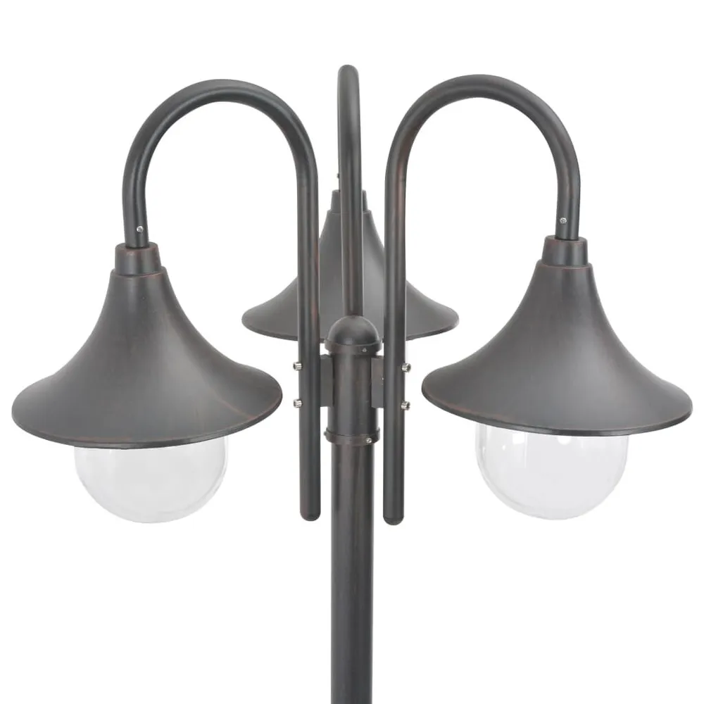 Paalverlichting tuin E27 220 cm aluminium brons 3-delig Energiezuinig | Lage Warmteafgifte