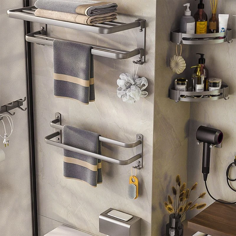 Contemporain Bath Hardware Set Towel Bar Paper Holder Grey Bathroom Accessory Kit