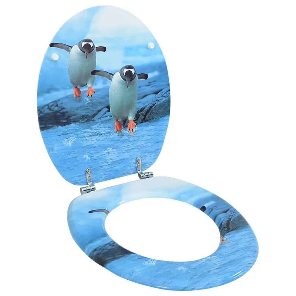 Toiletbril met deksel pinguïn MDF