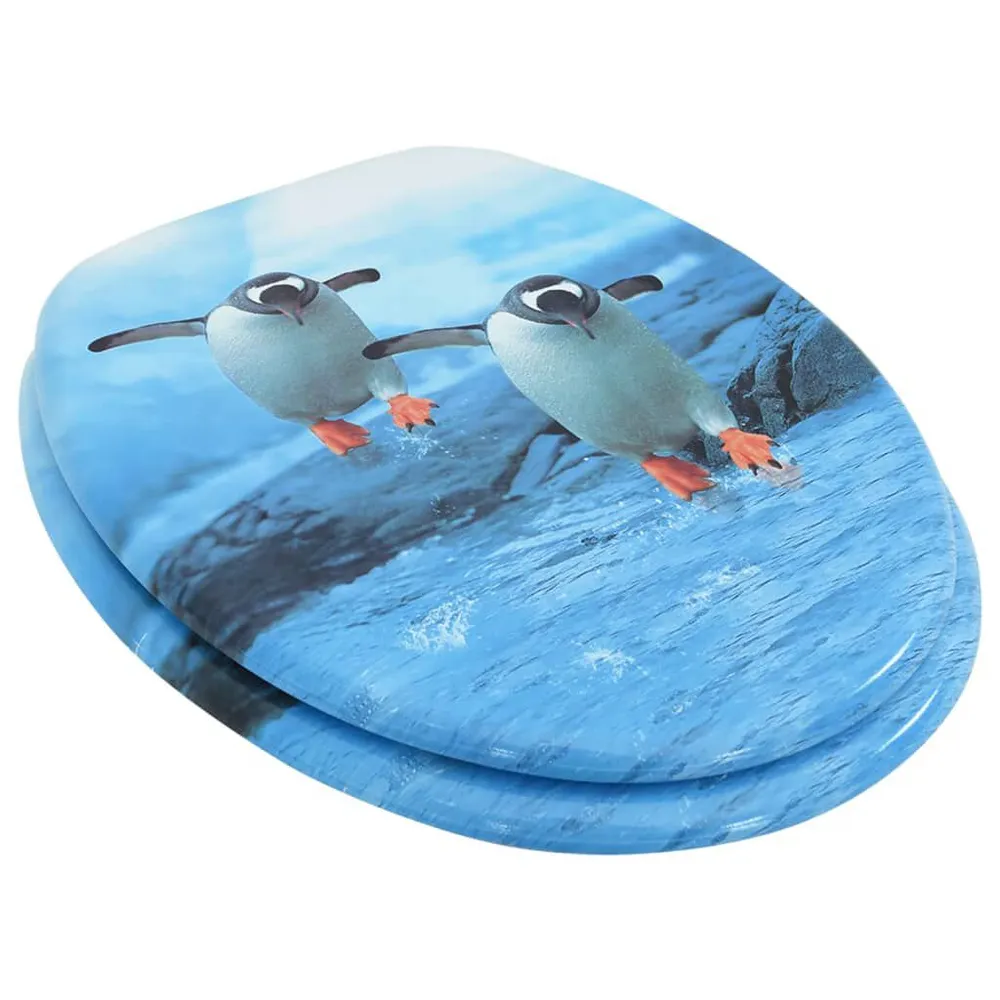 Toiletbril met deksel pinguïn MDF