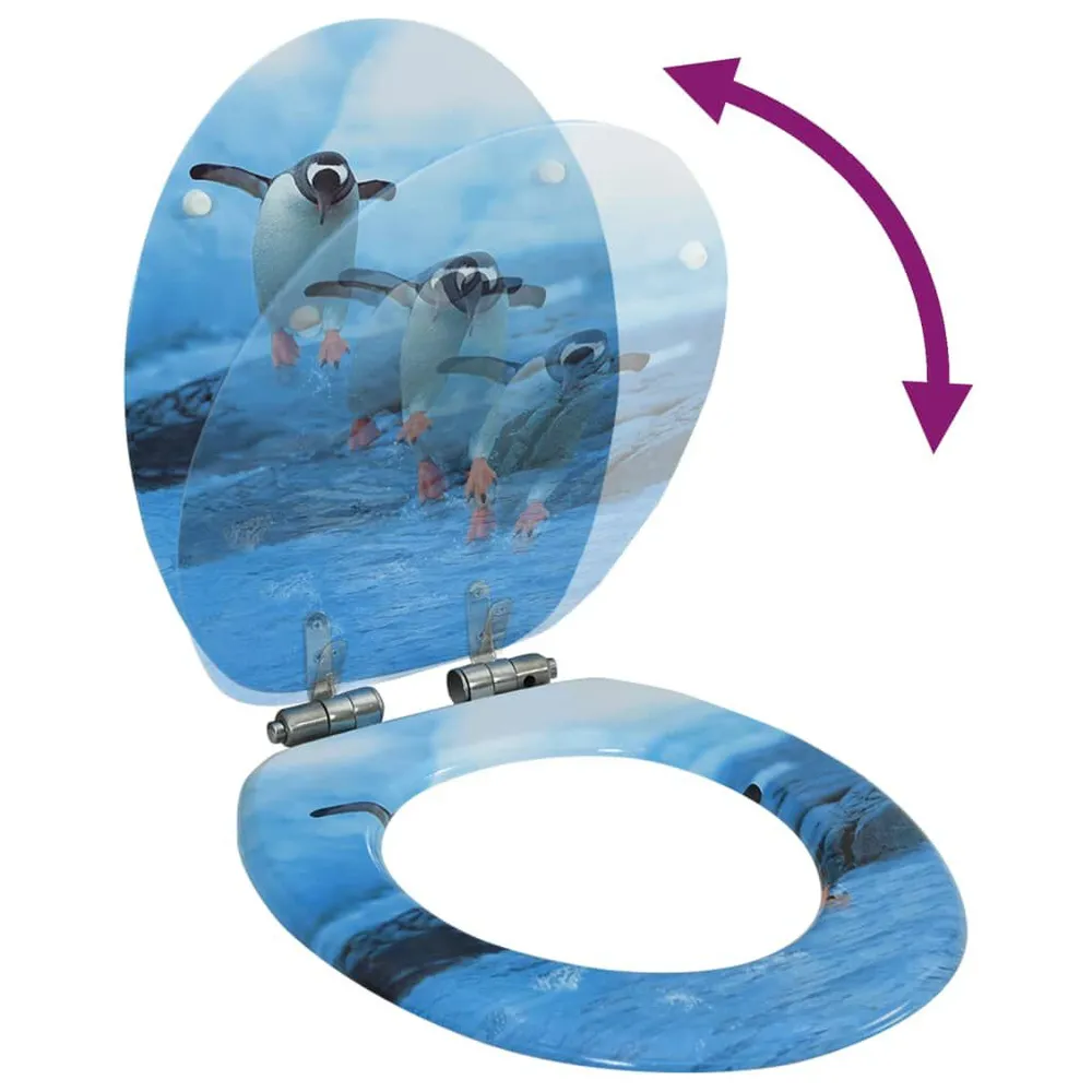 Toiletbril met soft-close deksel pinguïn MDF