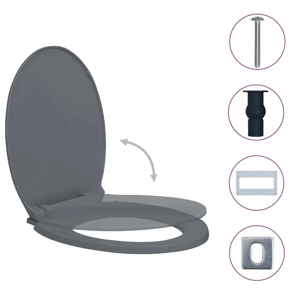 Toiletbril soft-close en effortless vrijgave ovaal grijs