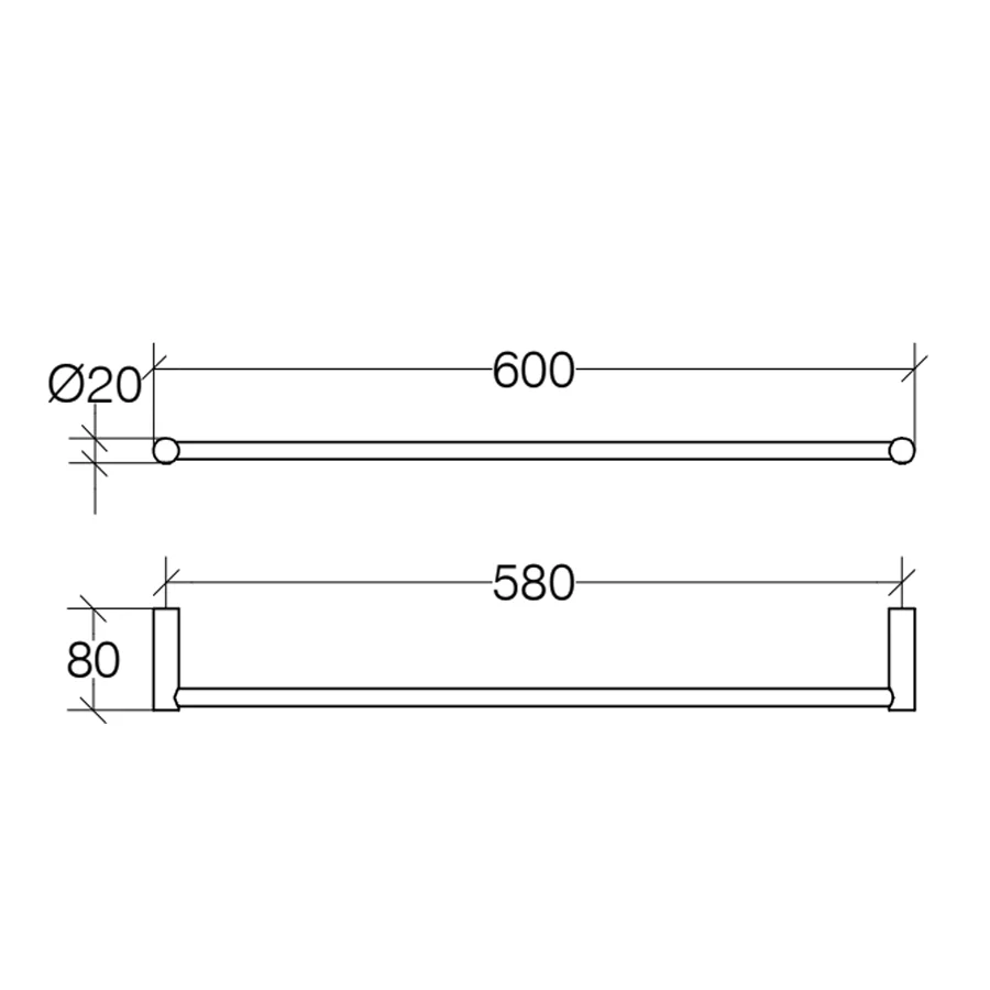 Wall-mounted towel holder Lineabeta Picola series chrome-plated brass 60 cm