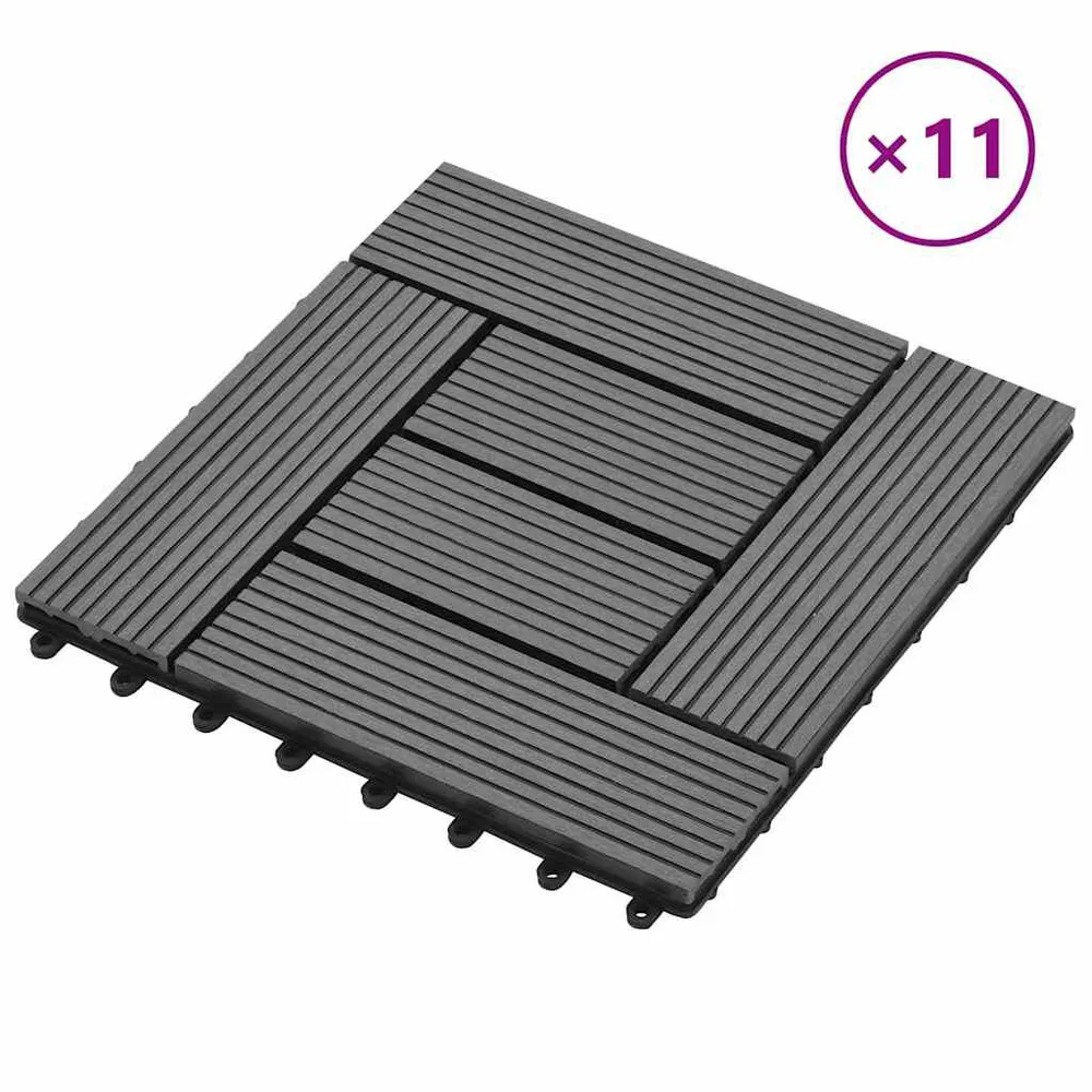 Terrastegels 11 stuks 30 x 30 cm WPC 1 m2 (grijs)