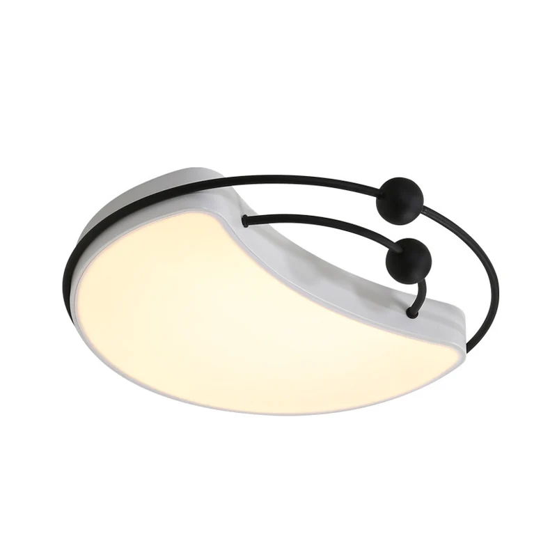 Minimalist Moon Flush Mount Light Fixture LED Metal Ceiling Lamp Sneeuwwit and Black Recessed Diffuser, White/Warm Light B...