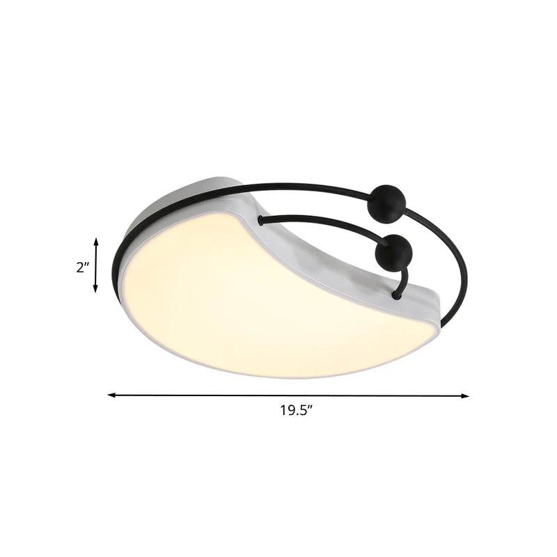 Minimalist Moon Flush Mount Light Fixture LED Metal Ceiling Lamp Sneeuwwit and Black Recessed Diffuser, White/Warm Light B...
