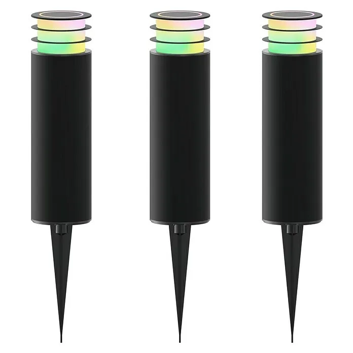 Calex Led-padverlichting voor buiten - Set van 3 - Hoogte: 41 cm, Lichtkleur: RGB