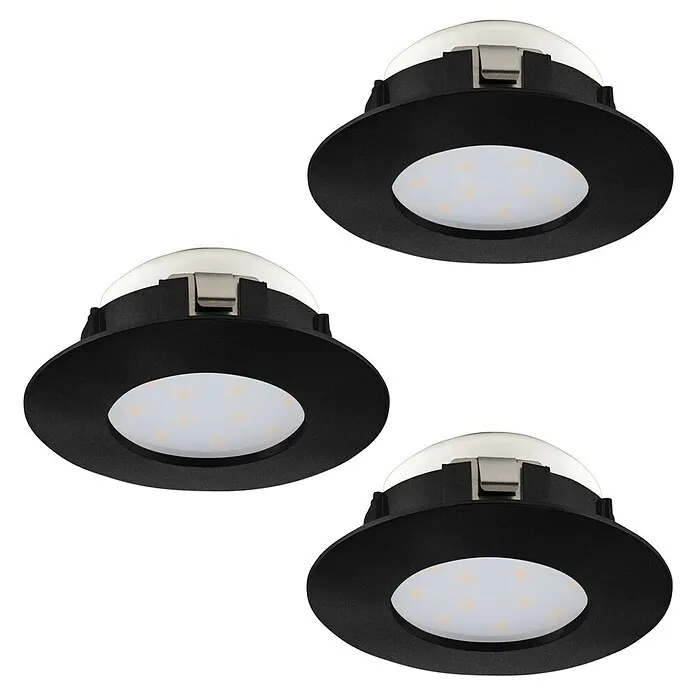 Eglo Led-inbouwverlichting Pineda - Gezellig wit, Diameter: 7,8 cm, Zwart, 3 st.