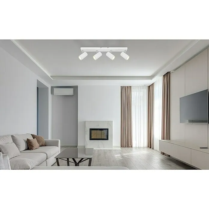 Globo Robby Plafondspot 4-lichts - 35 W, l x b x h: 56 x 6 x 12 cm, Wit, GU10