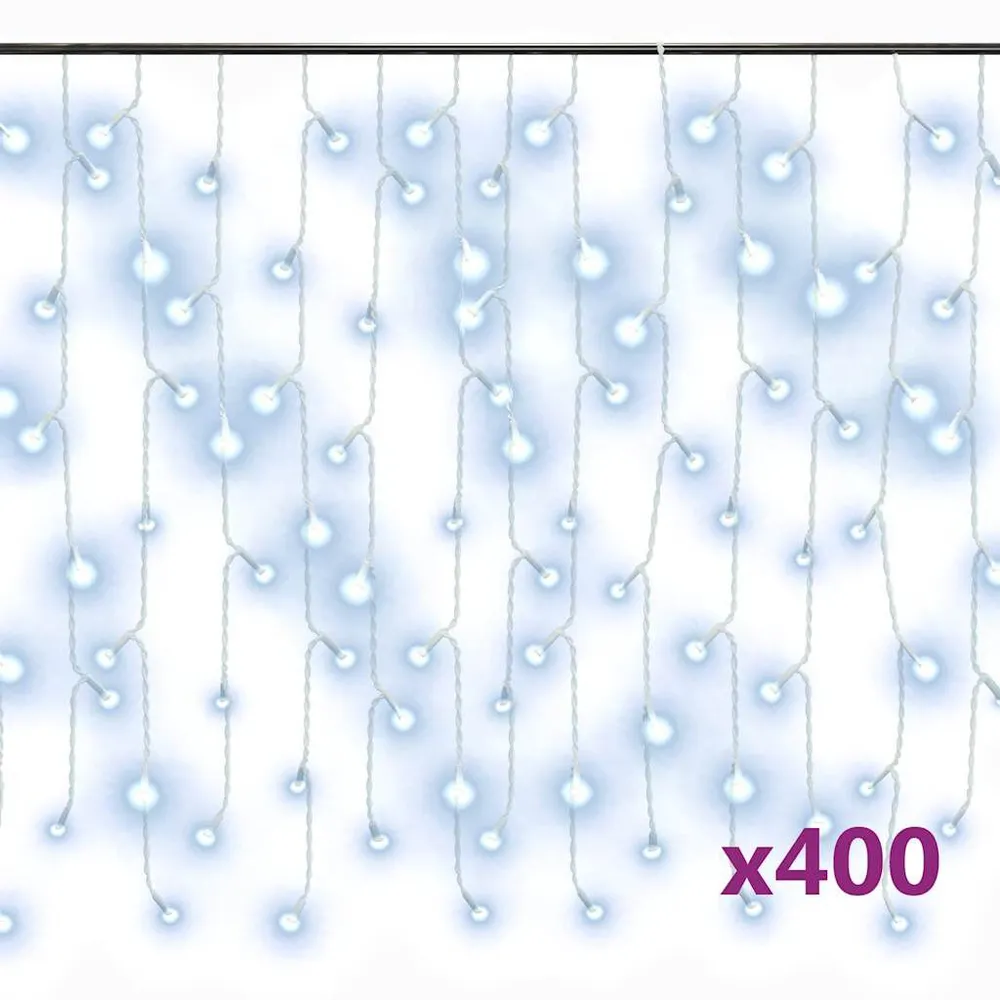 Lichtgordijn met 400 LED's en 8 functies 10 m koudwit