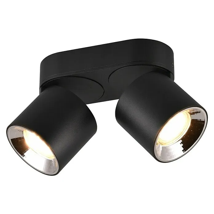 Trio Lighting Plafondspot - 10 W, l x b x h: 12 x 18 x 8 cm, Zwart, Zwart, Aantal lichtbronnen: 2 st.