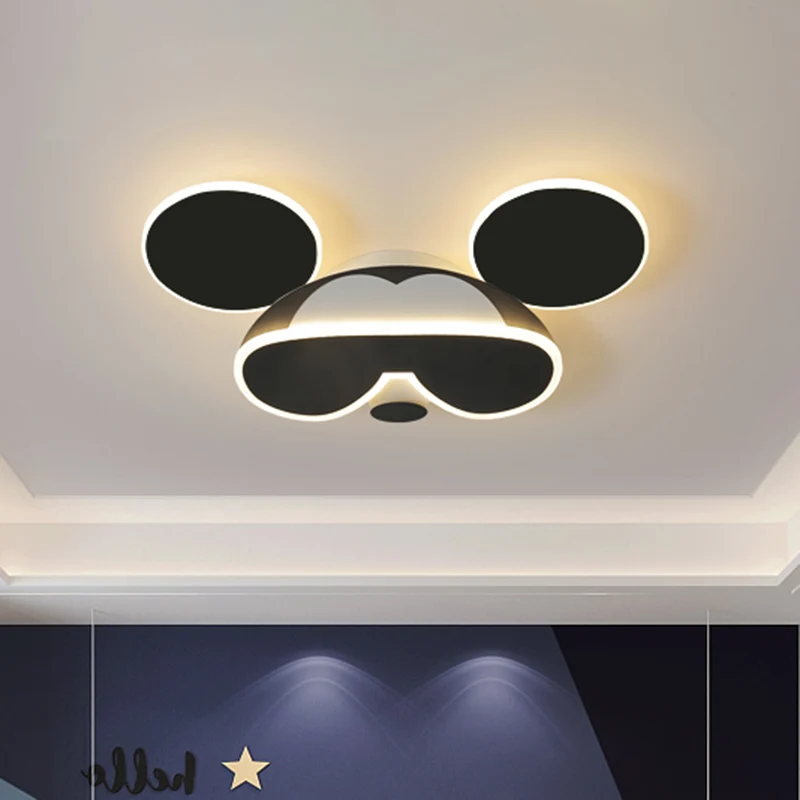Zwarte muiskop plafondarmatuur Cartoon LED acryl inbouwspot warm/wit zwak