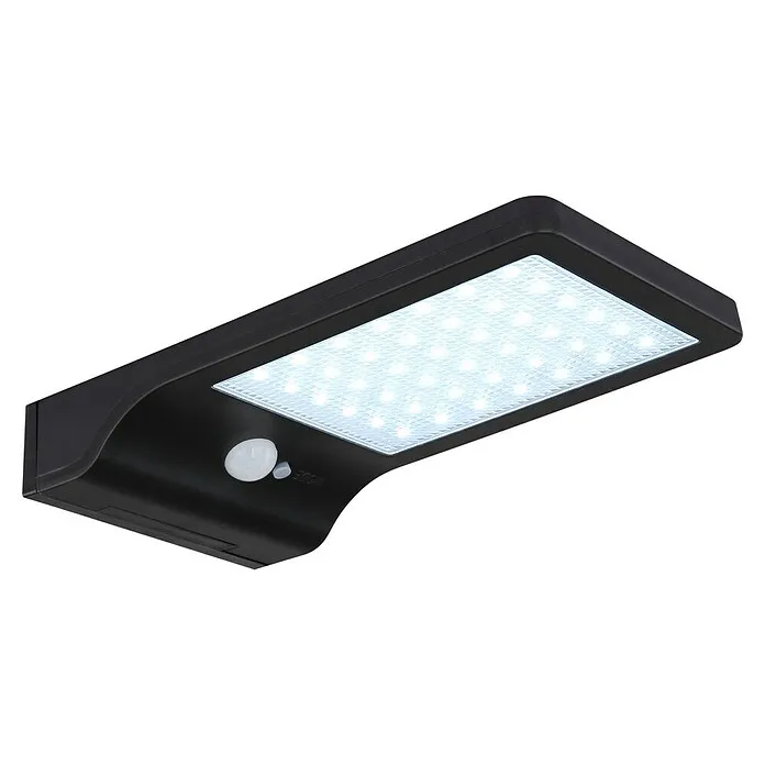 Energiezuinig LED Globo Solar-wandledlamp voor buiten - 3 W, Kunststof, Zwart