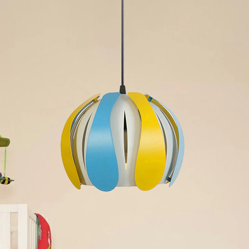 Metalen Bud Shade Plafondlamp Moderne Zwart/Roze/Gele Hanglamp voor Eetkamer met Verstelbaar Snoer, 8"/12" Omvangrijk