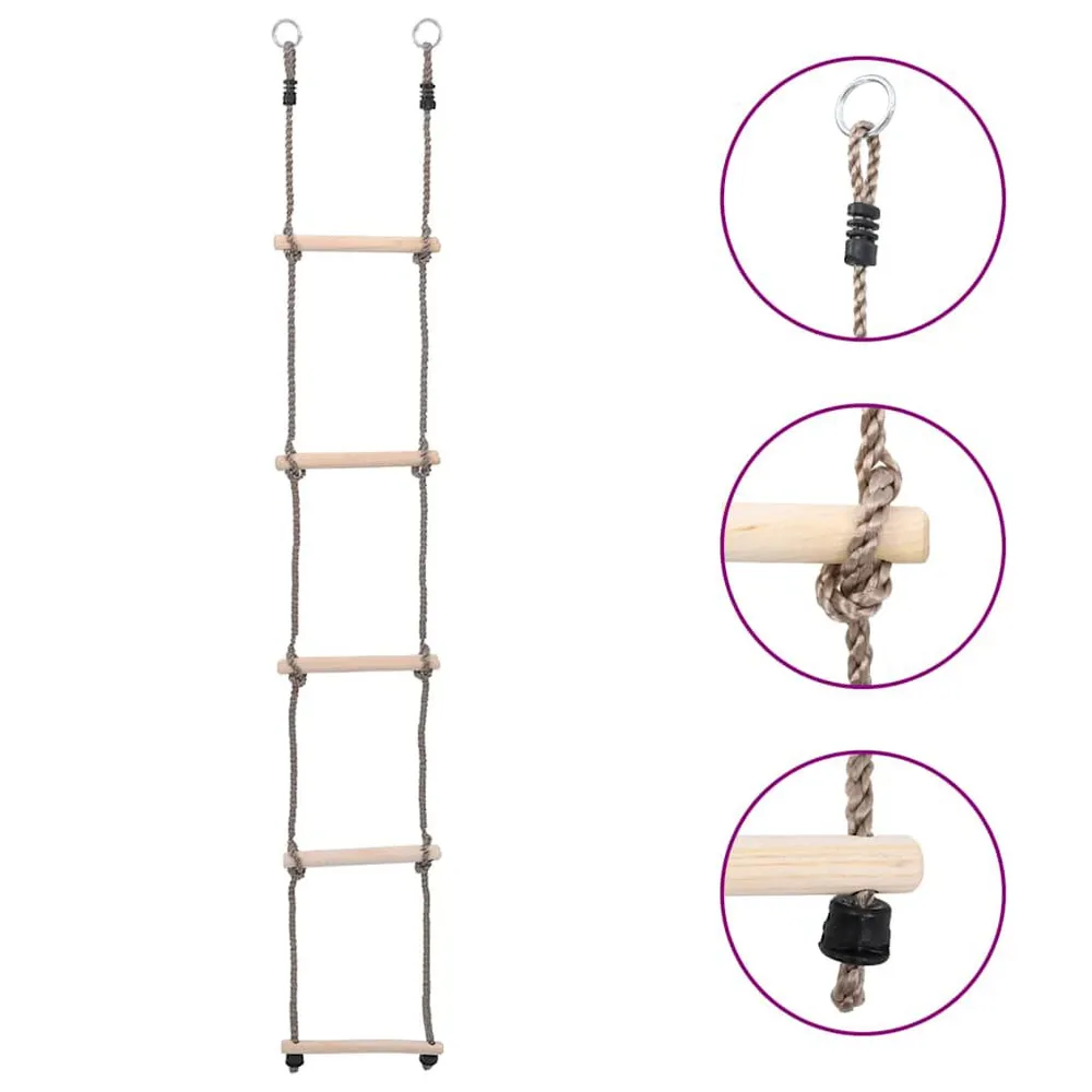 Ladder met 5 sporten 210 cm massief grenenhout Veiligheidsgecertificeerd