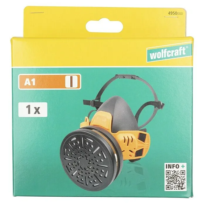Wolfcraft Halfmasker - Zwart, Passend bij: halfgelaatsmasker van Wolfcraft