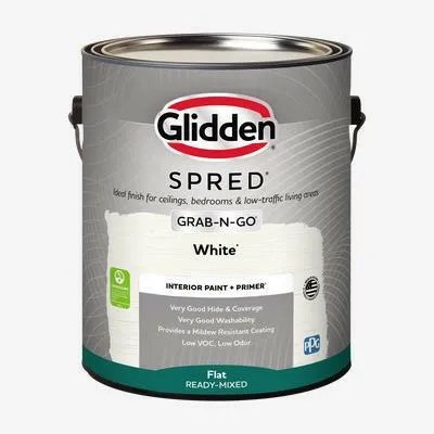 Glidden Spred Grab-N-Go Interior Paint And Primer Flat parelmoer, 1-Gallon)