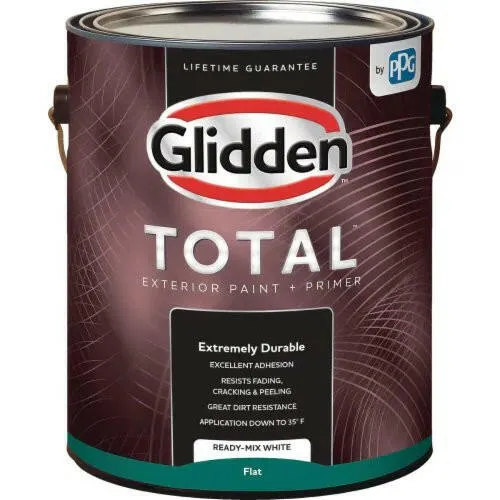 Glidden Total Exterior Paint + Primer Flat Ready Mix Melkwit 1 Gallon