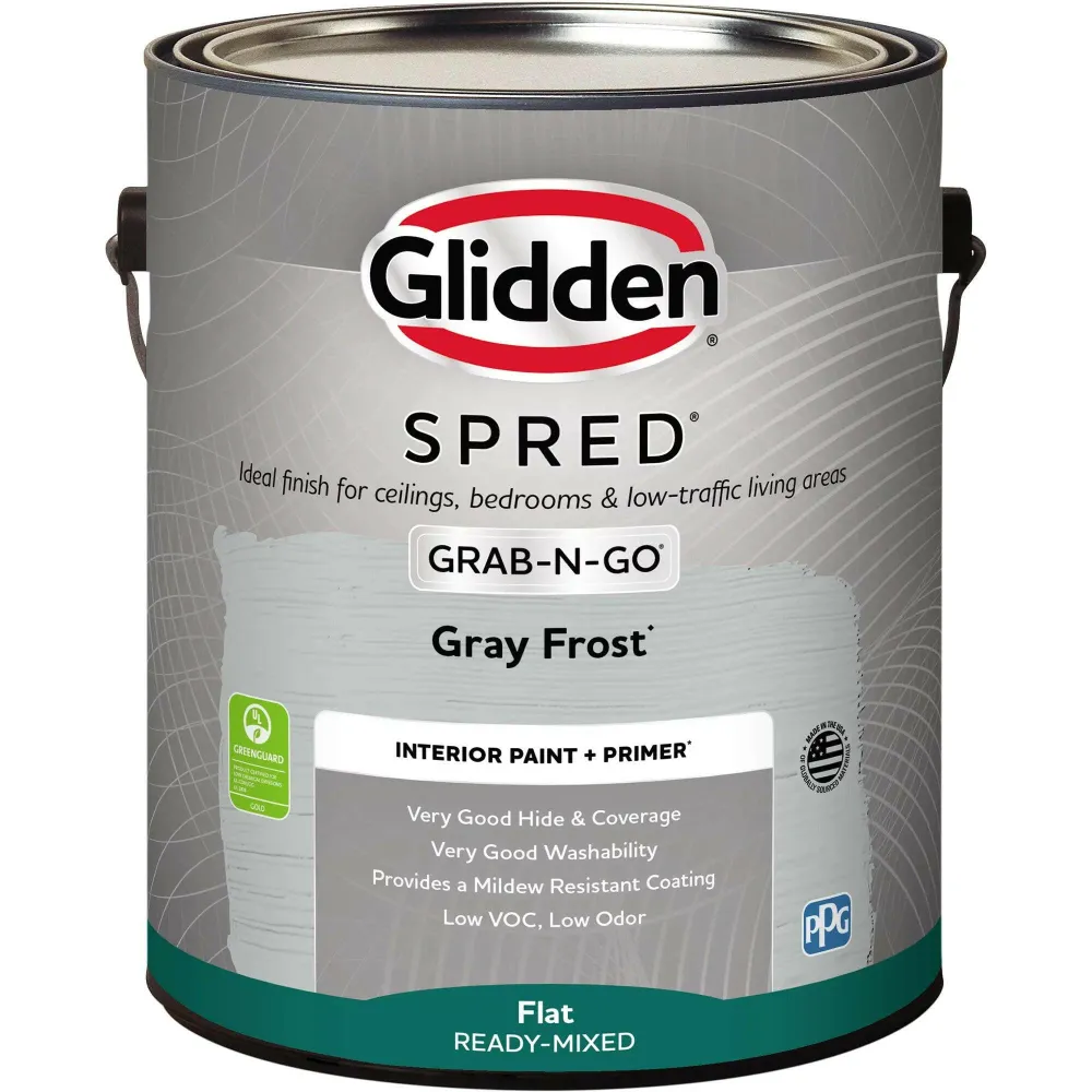 Grond Glidden Spred Grab-N-Go Interior Paint And Primer, Flat grauw Frost, 1-Gallon)
