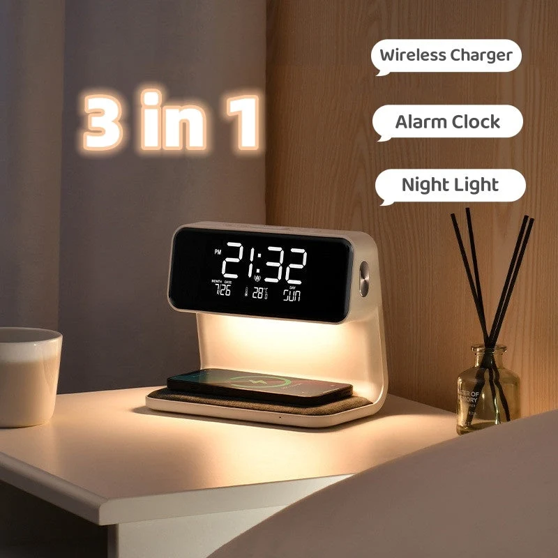 3--1 Bedlamp - Draadloos Opladen | LED & Alarmklok