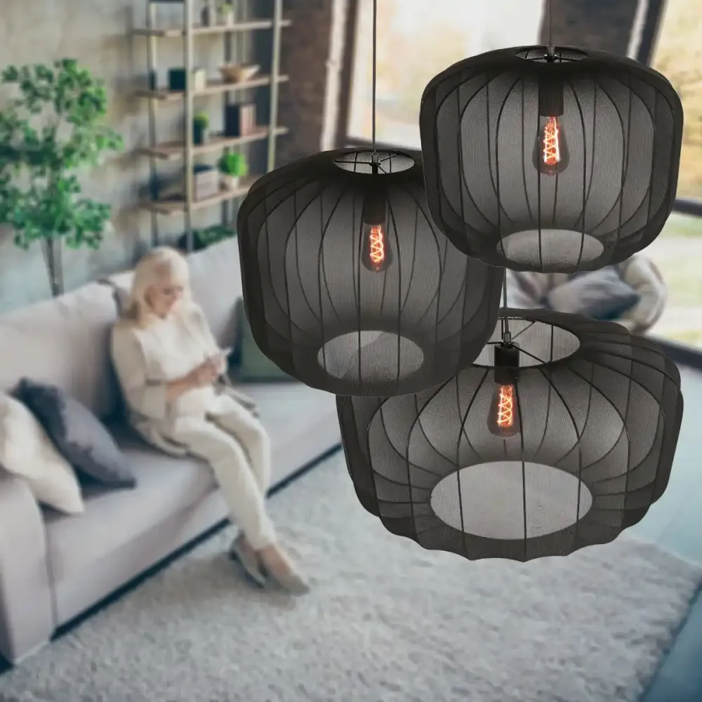 Anne Light & home hanglamp Sable - 1 lichts - 45 x 150 cm - zwart