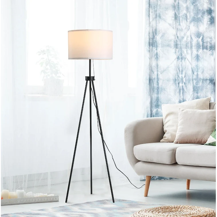 Nancy's DeBary Vloerlamp - Staande Lamp - Driepoots - E27 - Zwart - Staal Aosom