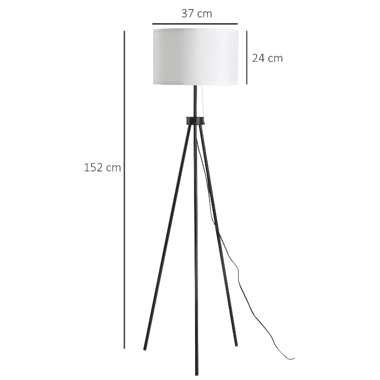 Nancy's DeBary Vloerlamp - Staande Lamp - Driepoots - E27 - Zwart - Staal Aosom